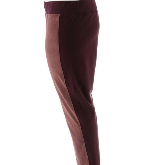 LOGO Lori Goldstein Ponte Knit Pants w/Faux Suede Panels - Size M - Picture 4 of 14